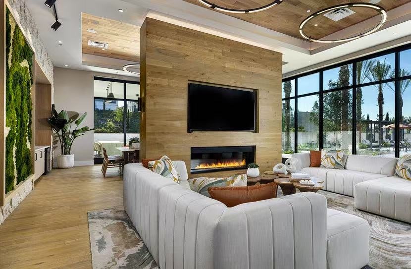 Luxurious living room with fireplace